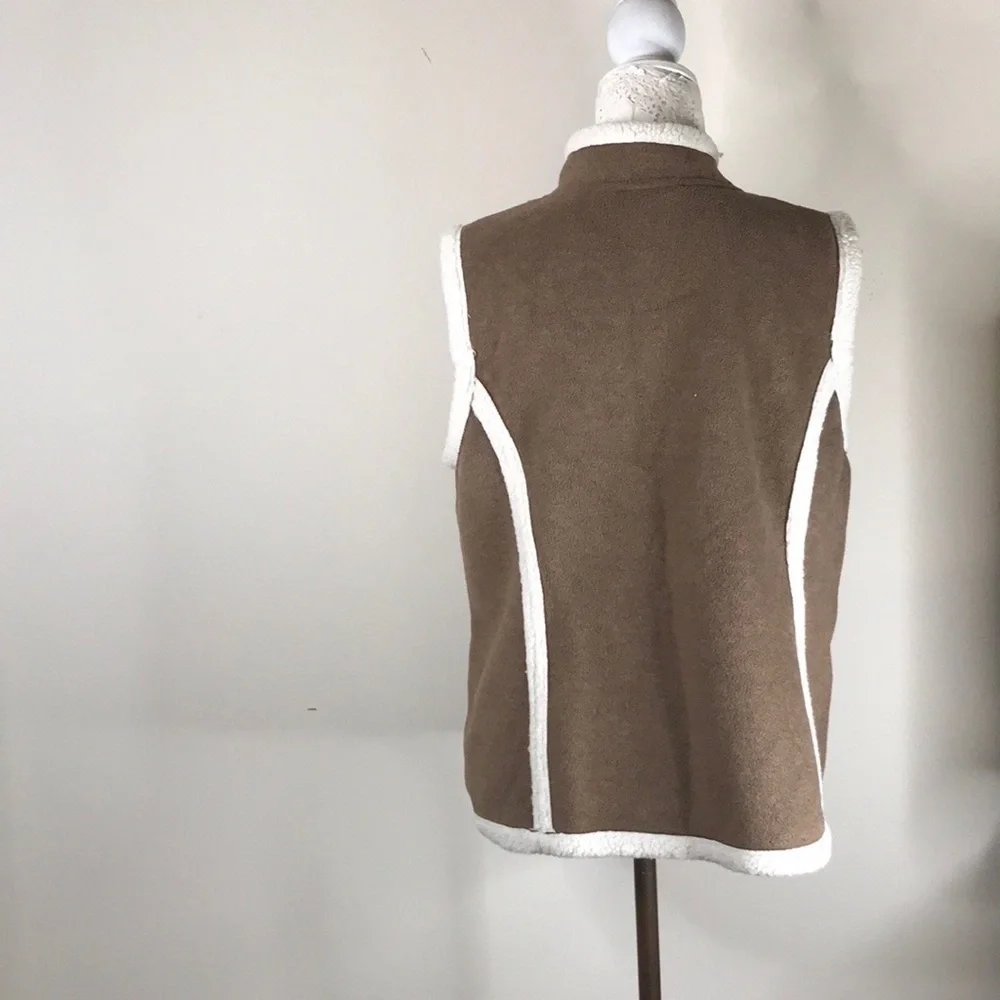 British Khaki Faux Suede and Sherpa Vest